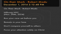 On their Mark  Robert Madu