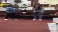 Le'Andria Johnson singingHe's Able at Tim Rogers birthday celebration with his daughters.flv